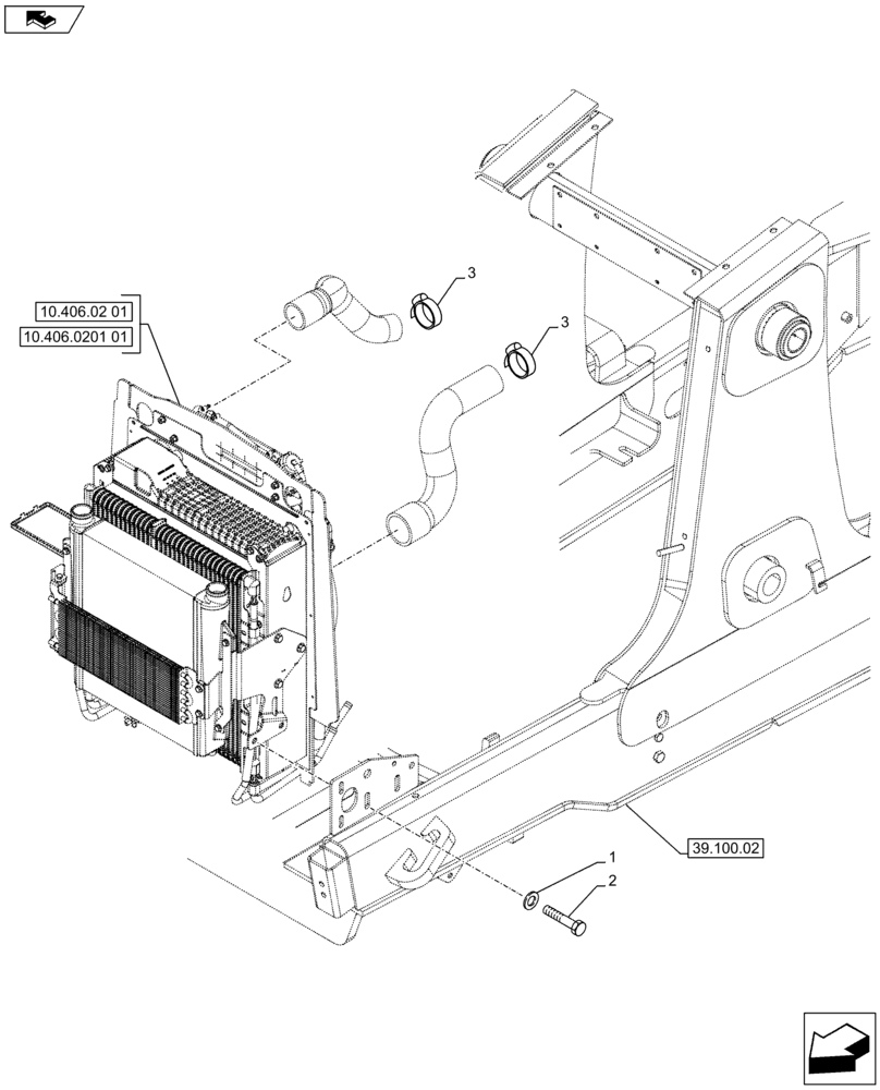 Схема запчастей Case 590SN - (10.406.03) - VAR - 423000, 442082, 747853, 747854, 747855 - RADIATOR & RELATED PARTS (10) - ENGINE