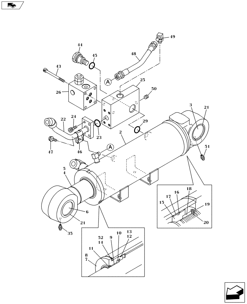 Схема запчастей Case CX130C - (35.741.AA[04]) - BLADE CYLINDER - LH, HBCV (35) - HYDRAULIC SYSTEMS