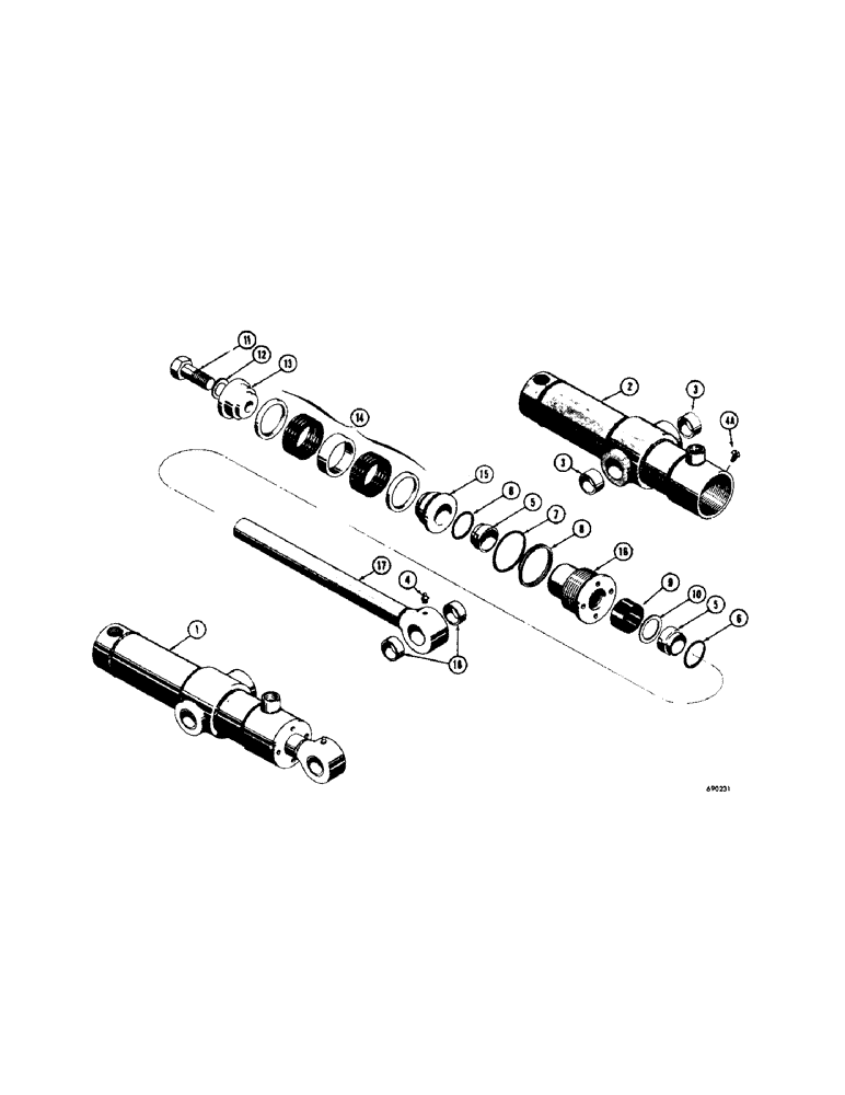 Схема запчастей Case 310G - (230) - D31185 RIPPER CYLINDER, USES SPLIT SNAP IN OUTER ROD WIPER (05) - UPPERSTRUCTURE CHASSIS