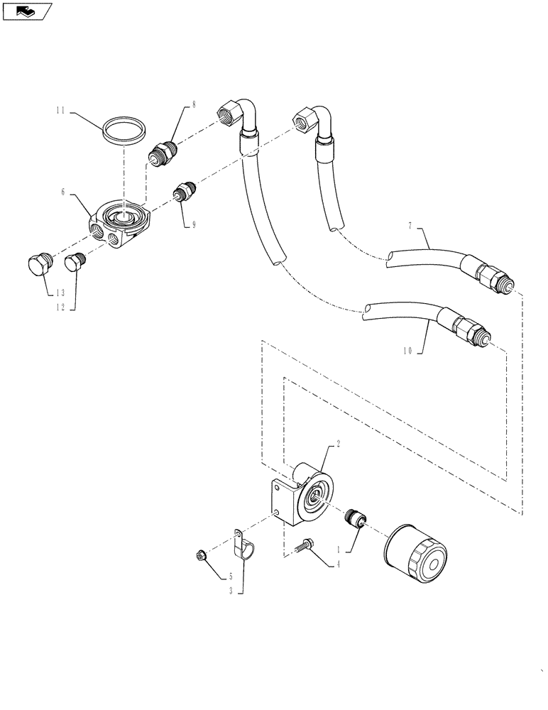 Схема запчастей Case TR320 - (10.304.AF) - REMOTE ENGINE OIL LINES (OLD STYLE) (10) - ENGINE