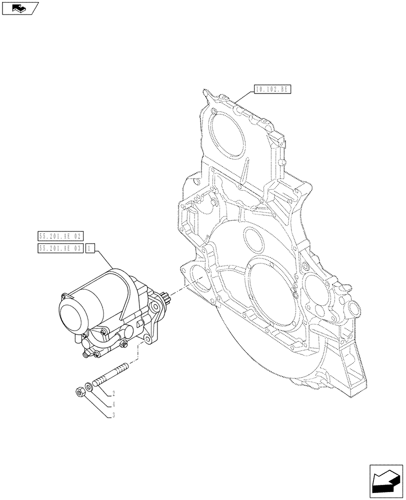 Схема запчастей Case F3BE0684J E919 - (55.201.AE[01]) - STARTER MOTOR (55) - ELECTRICAL SYSTEMS