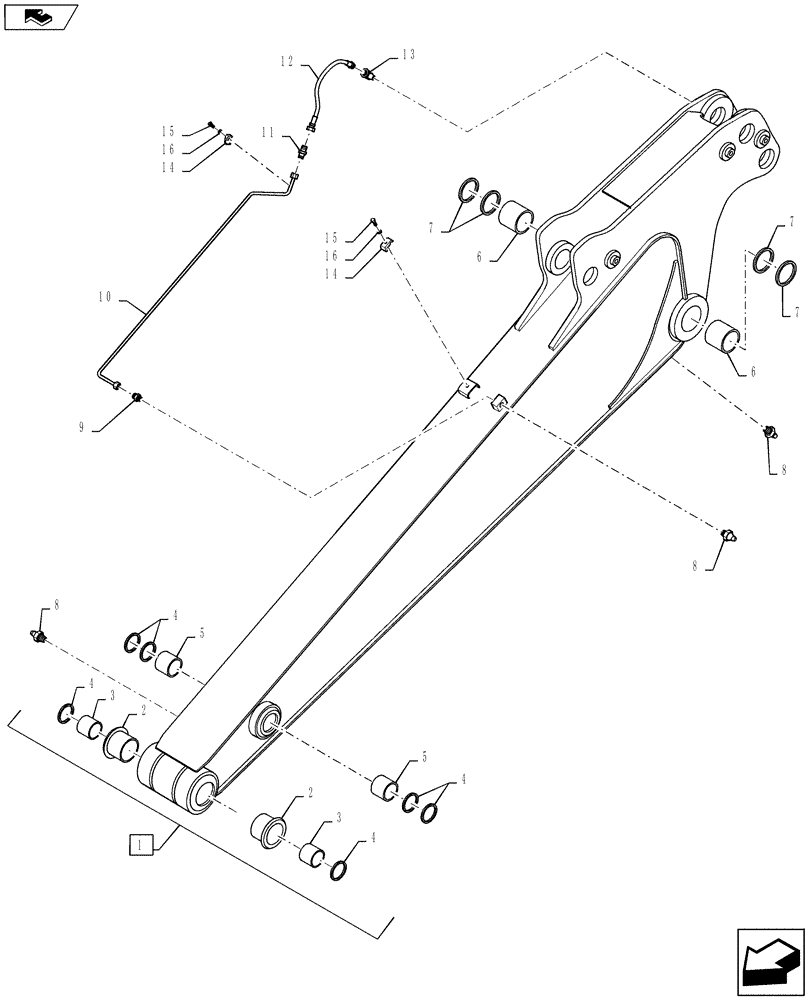 Схема запчастей Case CX145C SR - (84.912.AA[04]) - DIPPER - LONG 2.41M (OFFSET) (84) - BOOMS, DIPPERS & BUCKETS