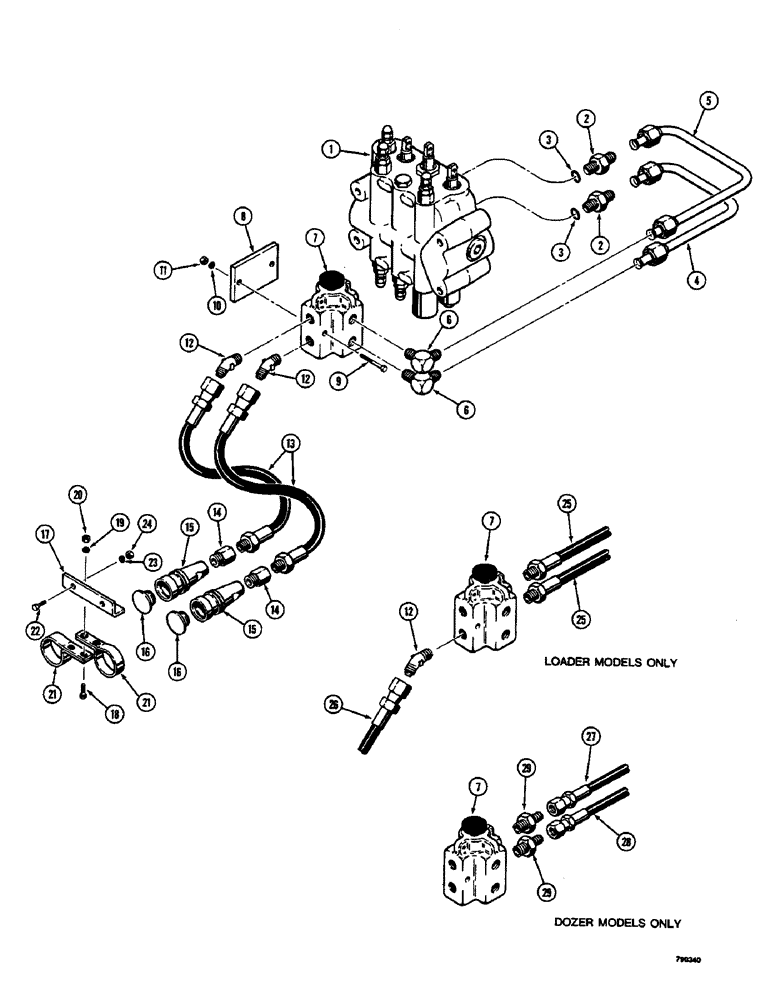 Схема запчастей Case 350B - (182) - PULL BEHIND HYDRAULIC CIRCUIT (07) - HYDRAULIC SYSTEM