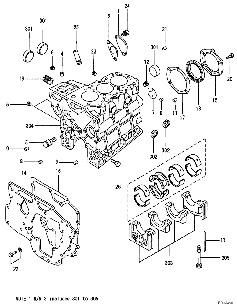 Схема запчастей Case CX17B - (09-005[00]) - CRANKCASE (10) - ENGINE