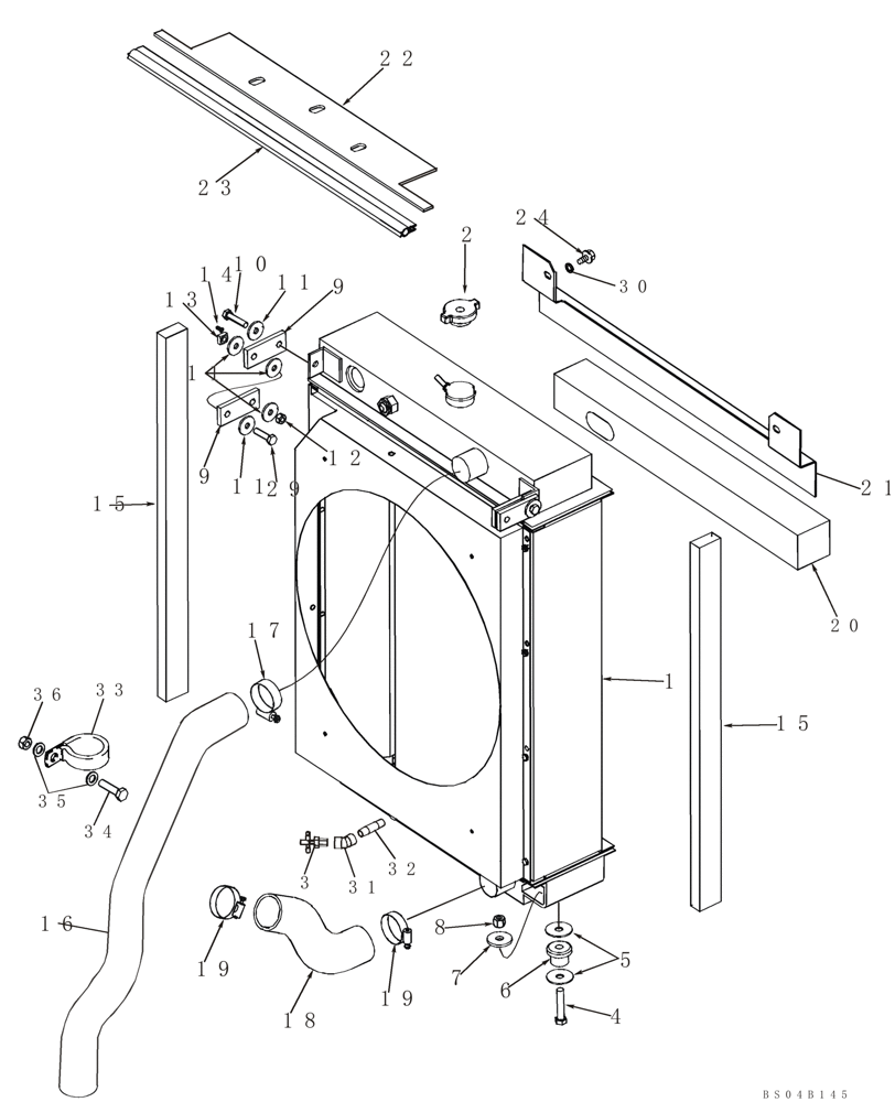 Схема запчастей Case 650K - (02-03) - RADIATOR - MOUNTING (02) - ENGINE