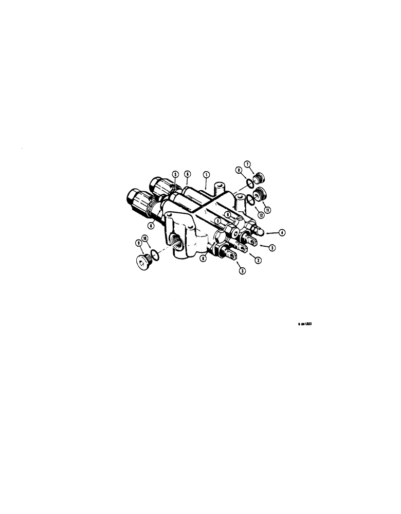 Схема запчастей Case 450 - (308[1]) - D35215 ANGLE DOZER CONTROL VALVE (3 SPOOL) USED WITH RIPPER OR PULL BEHIND HYDRAULICS (07) - HYDRAULIC SYSTEM