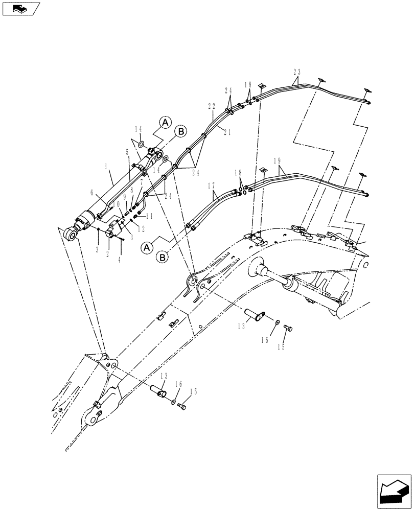 Схема запчастей Case CX130C - (35.737.AE[03]) - DIPPER CYLINDER LINES (35) - HYDRAULIC SYSTEMS