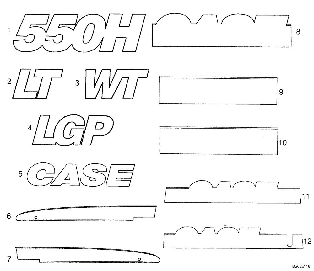 Схема запчастей Case 550H - (9-22A) - MODEL, REFLECTIVE - IF USED (09) - CHASSIS/ATTACHMENTS