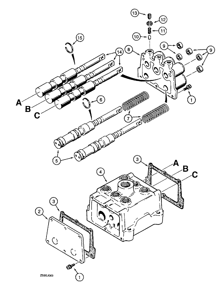 Схема запчастей Case 550E - (6-30) - TRANSMISSION CONTROL VALVE ASSEMBLY, * WITHOUT MODULATOR (06) - POWER TRAIN