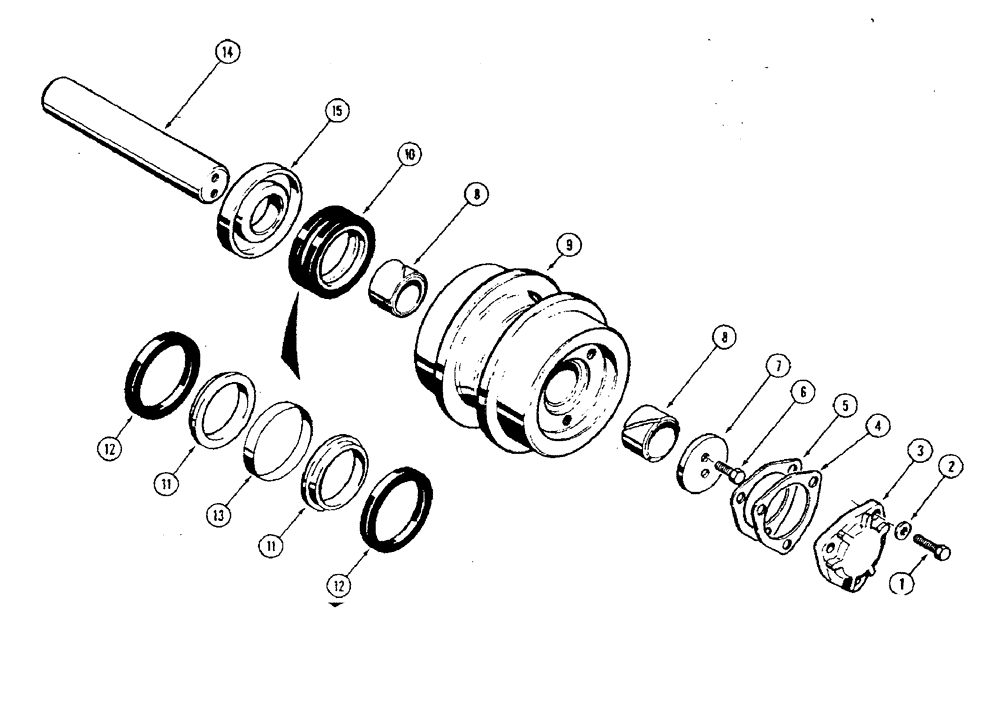 Схема запчастей Case 850 - (168) - D48684 TRACK CARRIER ROLLER, FOR IDENTIFICATION - SEE REF 3 OF ILLUSTRATION (04) - UNDERCARRIAGE