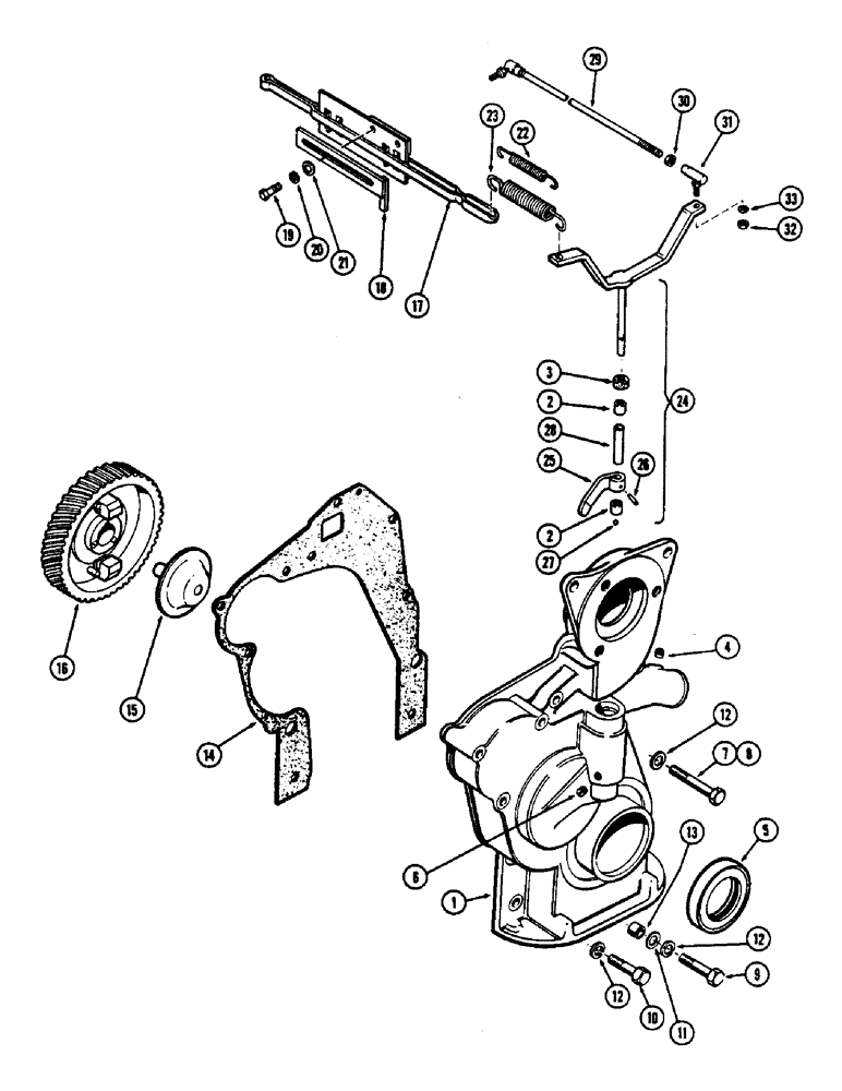 Схема запчастей Case 430CK - (022) - GOVERNOR AND TIMING GEAR COVER, (148B) SPARK IGNITION ENGINE 