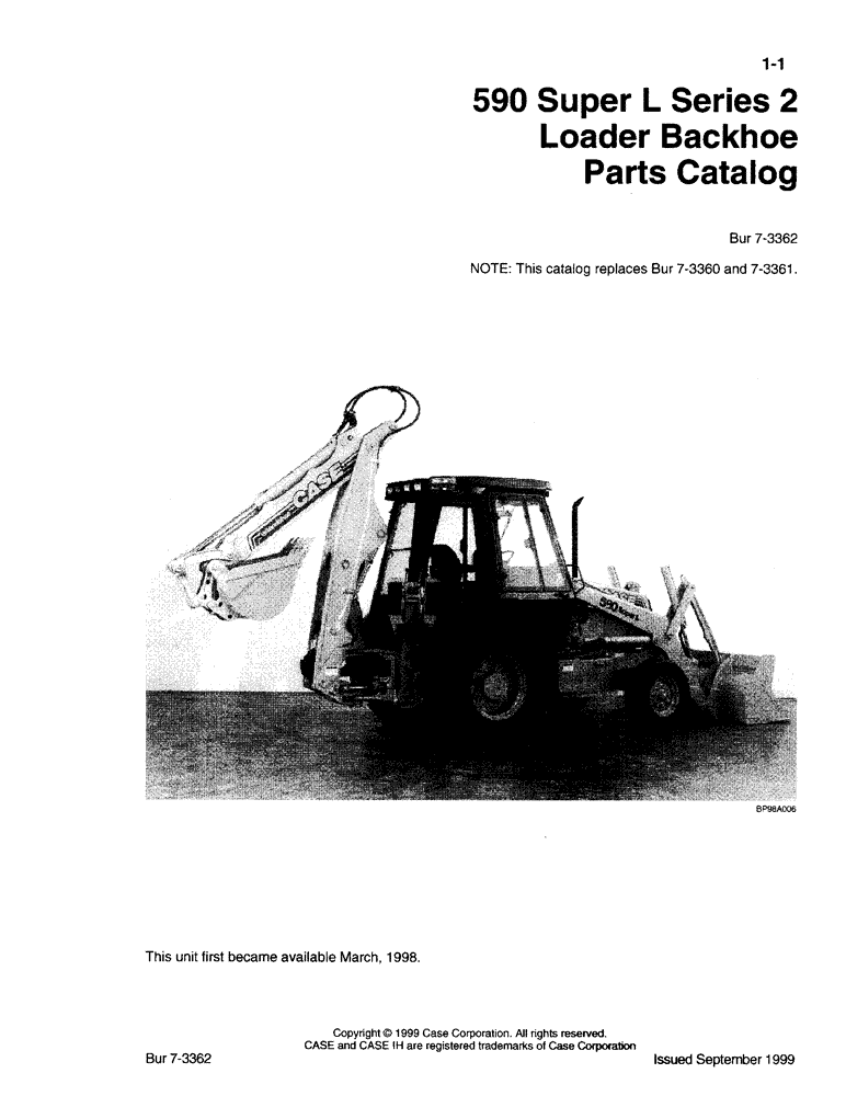 Схема запчастей Case 590SL - (1-00) - 590 SUPER L SERIES 2 LOADER BACKHOE (00) - PICTORIAL INDEX