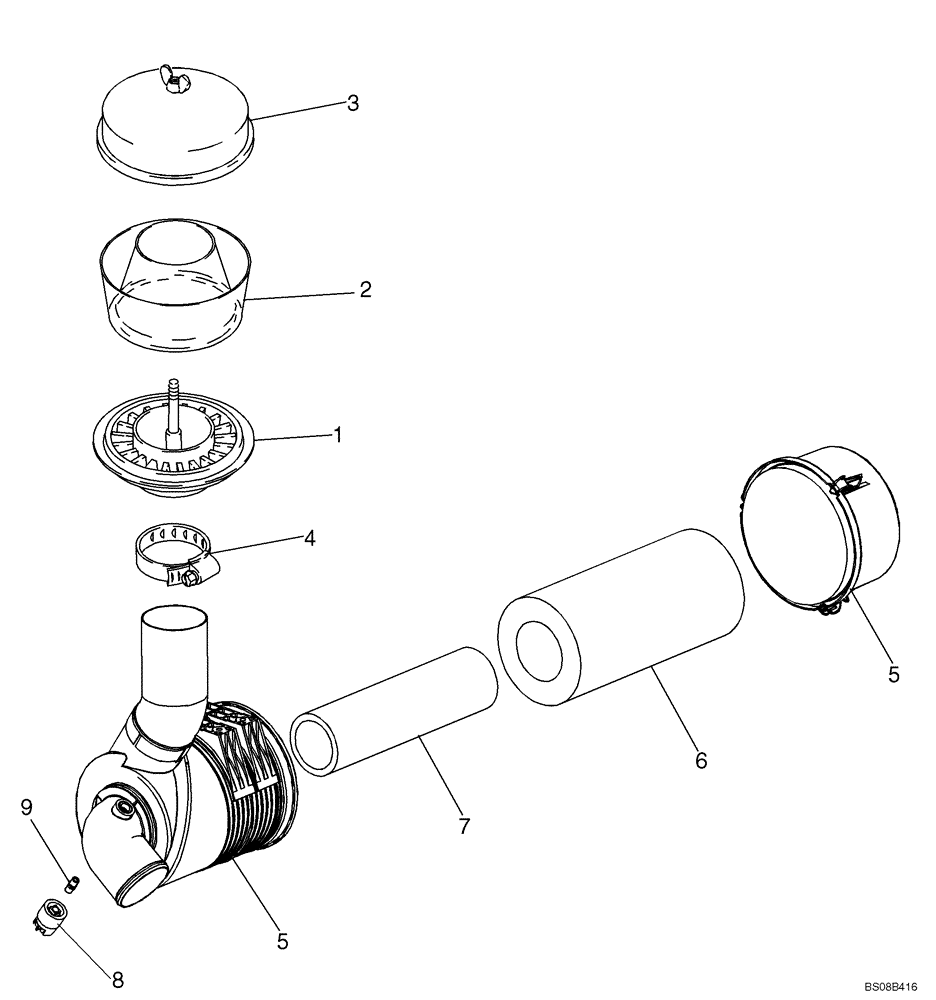 Схема запчастей Case 570MXT - (02-05) - AIR CLEANER - PRECLEANER ASSY (02) - ENGINE