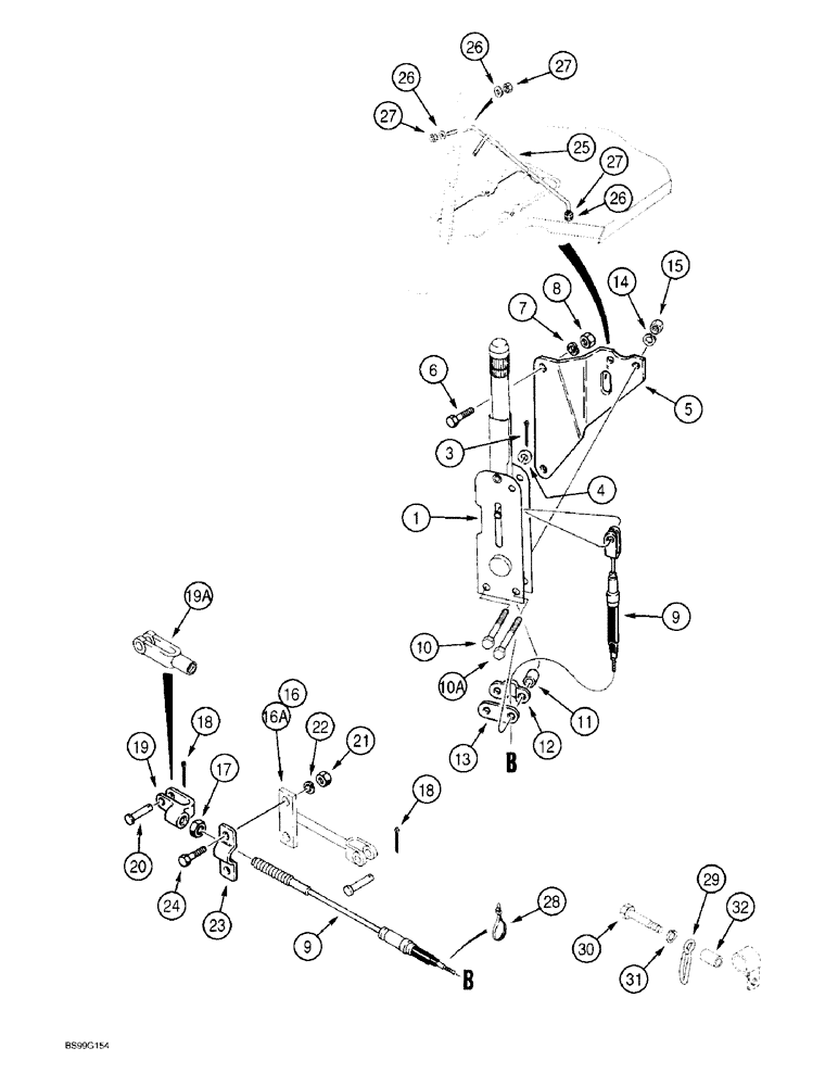 Схема запчастей Case 570LXT - (7-012) - PARKING BRAKE LEVER AND LINKAGE (07) - BRAKES