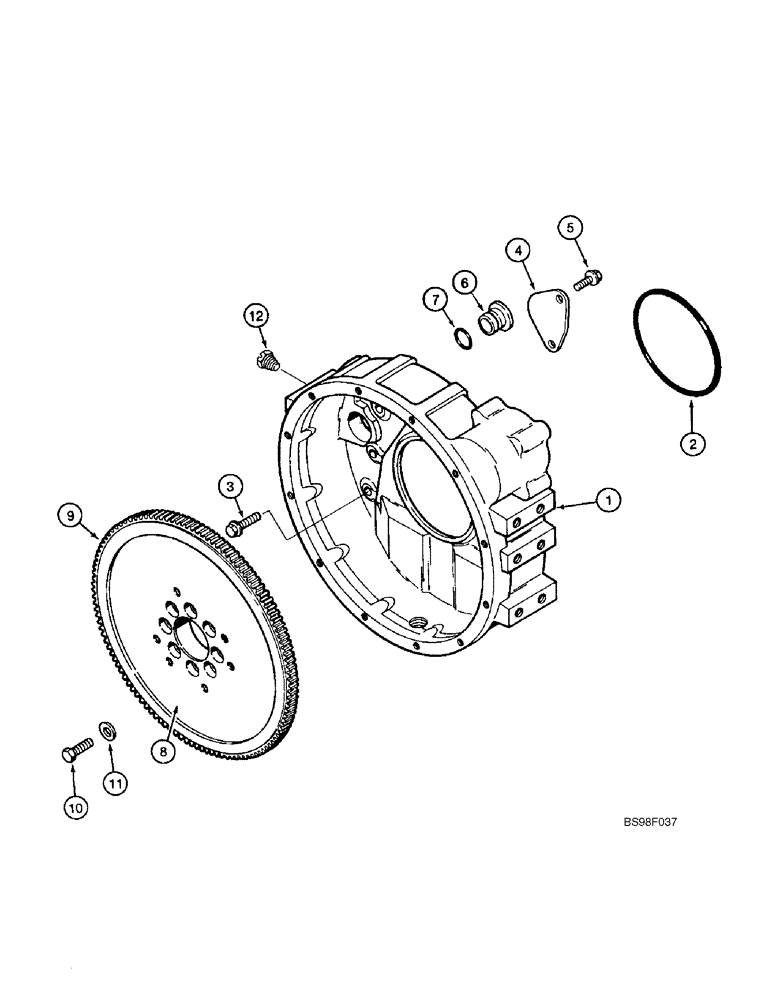 Схема запчастей Case 686G - (2-62) - FLYWHEEL AND HOUSING, 4-390 EMISSIONS CERTIFIED ENGINE (02) - ENGINE