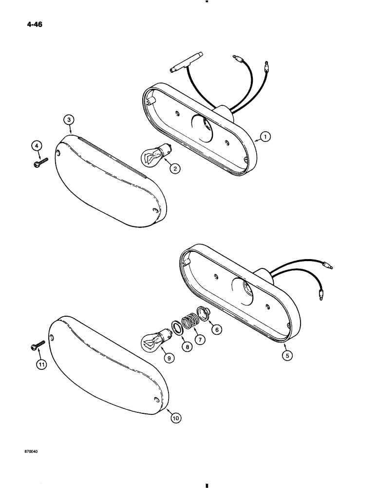 Схема запчастей Case 580K - (4-046) - CANOPY TRACTOR LAMPS, STOP AND TAIL LAMPS AND TURN SIGNAL AND FLASHER LAMPS (04) - ELECTRICAL SYSTEMS