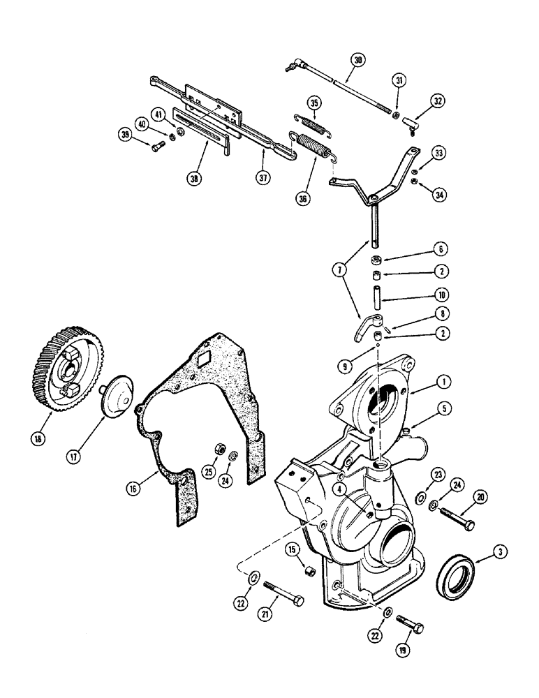 Схема запчастей Case 580B - (070) - GOVERNOR AND TIMING GEAR COVER, (159) SPARK IGNITION ENGINE (03) - FUEL SYSTEM