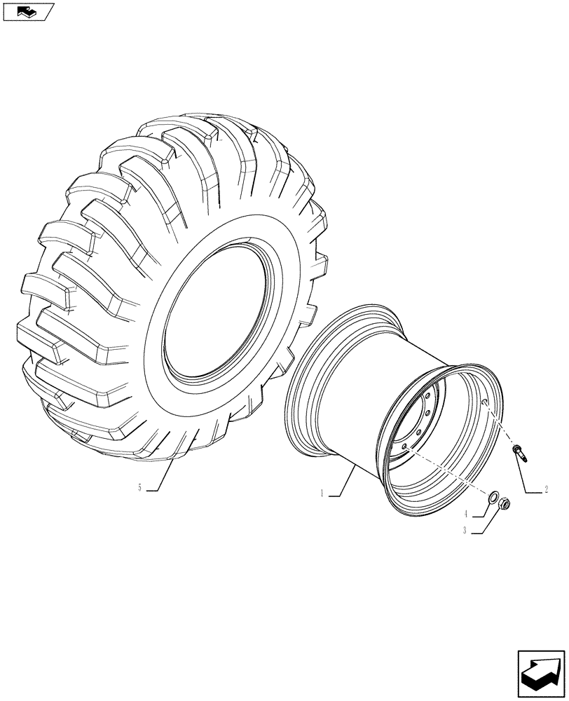 Схема запчастей Case 580SN WT - (44.520.02) - VAR - 8401120 - WHEELS, REAR - TIRES (44) - WHEELS