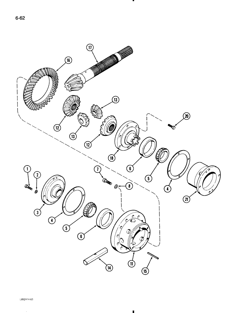 Схема запчастей Case 580K - (6-062) - TRANSAXLE DIFFERENTIAL (06) - POWER TRAIN