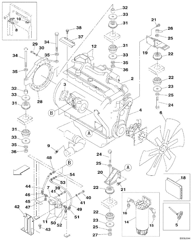 Схема запчастей Case CX800B - (02-01) - ENGINE MOUNTING - ENGINE (02) - ENGINE