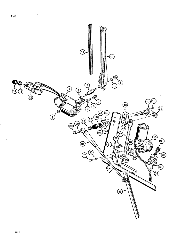 Схема запчастей Case 480C - (128) - FRONT AND REAR WINDSHIELD WIPERS (55) - ELECTRICAL SYSTEMS