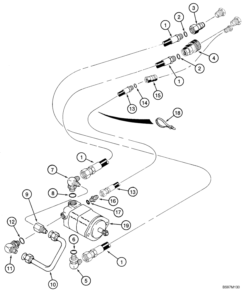 Схема запчастей Case 95XT - (08-26A) - HYDRAULIC SYSTEM - TRENCHER DRIVE (NORTH AMERICA) (08) - HYDRAULICS