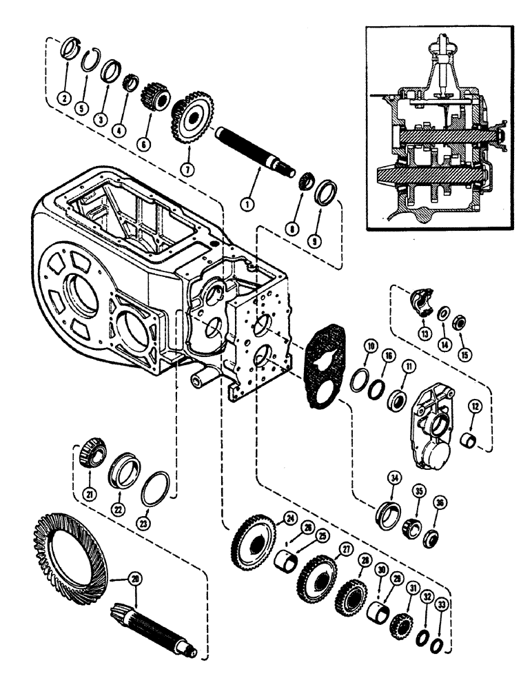 Схема запчастей Case 680CK - (072) - MANUAL TRANSMISSION, MAIN SHAFT (21) - TRANSMISSION