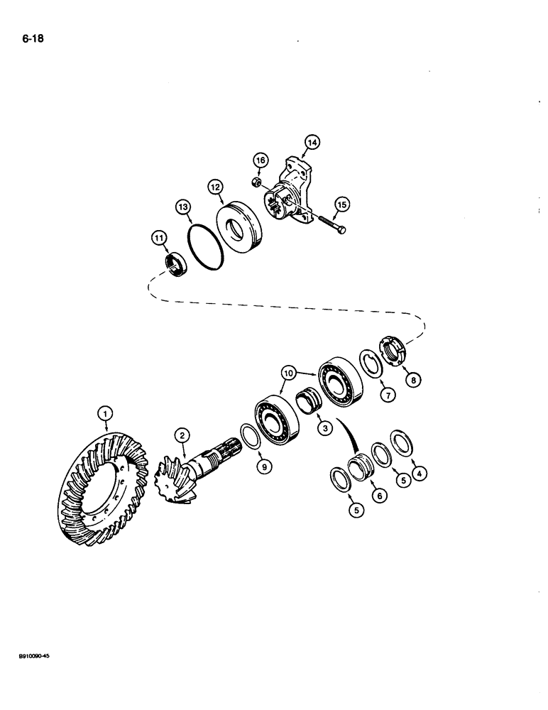 Схема запчастей Case 680L - (6-18) - FOUR WHEEL DRIVE FRONT AXLE, RING AND PINION GEAR SET (06) - POWER TRAIN