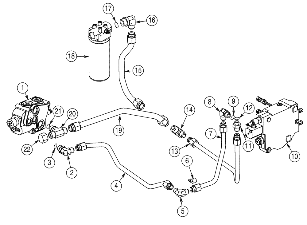 Схема запчастей Case 85XT - (06-05) - HYDROSTATICS AUXILIARY VALVE PLUMBING, N. AMERICAN MODELS JAF0352234-, EUROPEAN MODELS JAF0352715- (06) - POWER TRAIN