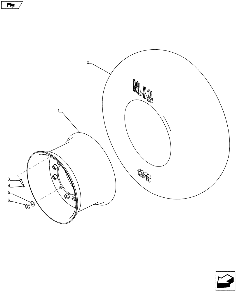 Схема запчастей Case 588H - (44.511.AE) - FRONTWHEELS (44) - WHEELS