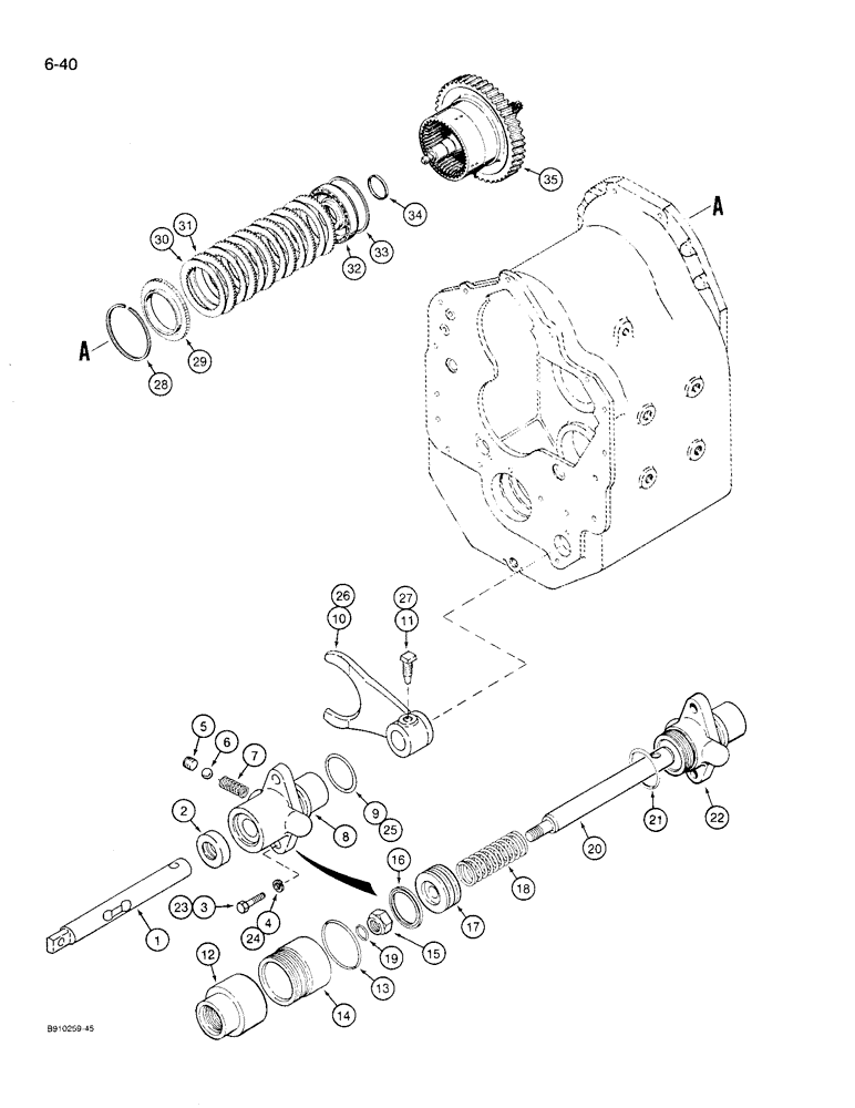 Схема запчастей Case 780D - (6-40) - TRANS THIRD CLUTCH & 4WD SHIFT MECHANISM, 2W & 4WD MODELS (06) - POWER TRAIN