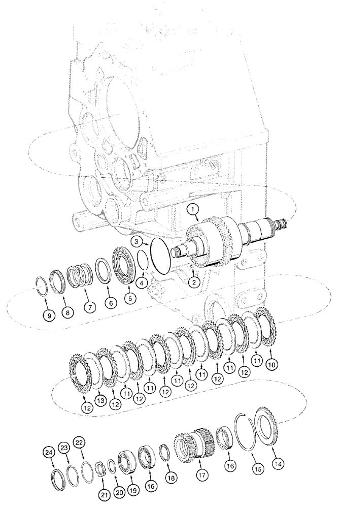 Схема запчастей Case 921B - (6-024) - TRANSMISSION ASSEMBLY - FOURTH GEAR AND CLUTCH, PRIOR TO P.I.N. JEE0052701 (06) - POWER TRAIN