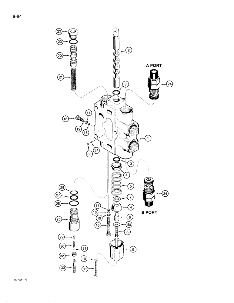 Схема запчастей Case 780D - (8-084) - D150614 BACKHOE CONTROL VALVE, SWING SECTION (08) - HYDRAULICS