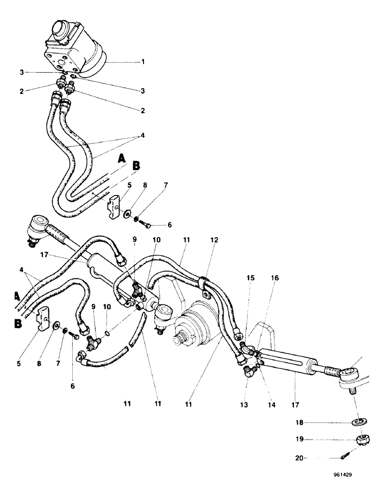 Схема запчастей Case 580G - (17A) - STEERING CYLINDER HYDRAULIC CIRCUIT - 4 WHEEL DRIVE 