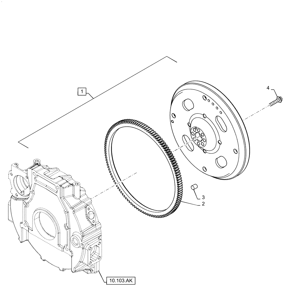 Схема запчастей Case SV300 - (10.103.AH) - ENGINE, FLYWHEEL (10) - ENGINE