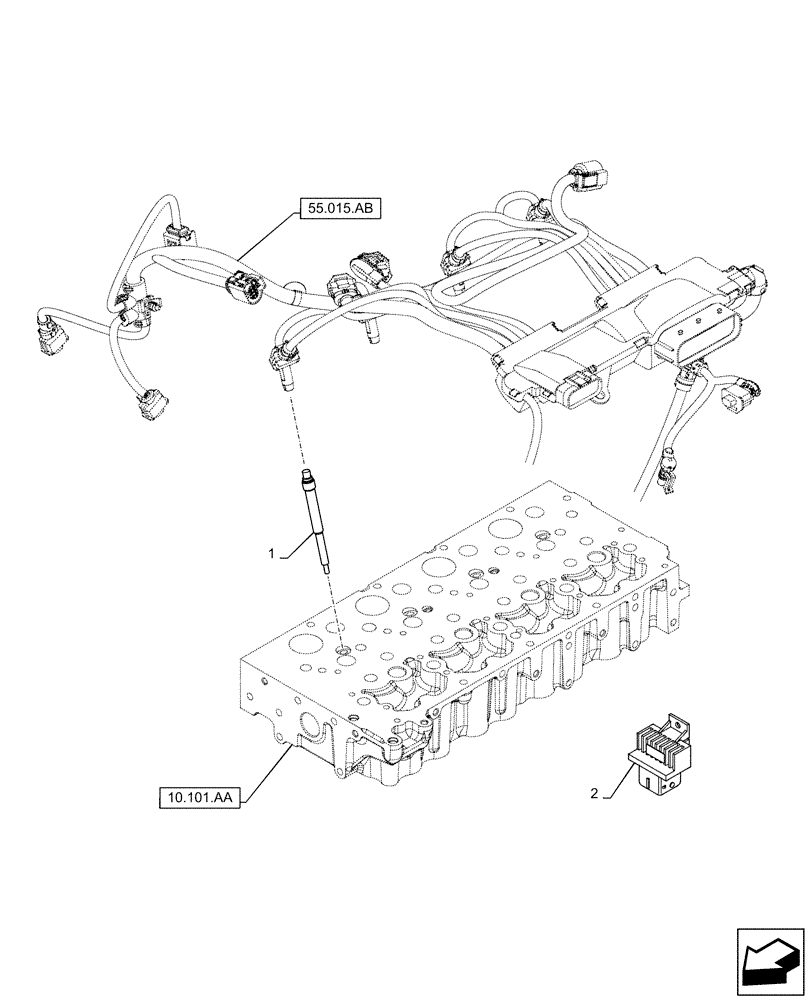 Схема запчастей Case TV380 - (55.202.AD) - GLOW PLUGS (55) - ELECTRICAL SYSTEMS