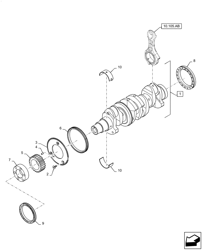 Схема запчастей Case SR220 - (10.103.AA) - CRANKSHAFT ASSEMBLY (10) - ENGINE