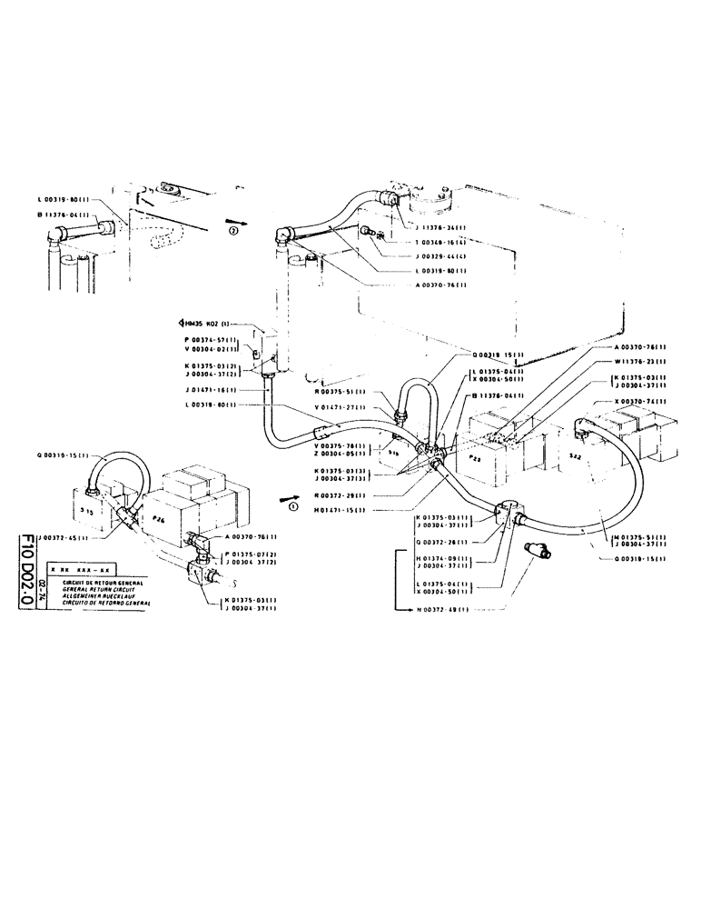 Схема запчастей Case GCK120 - (054) - GENERAL RETURN CIRCUIT 