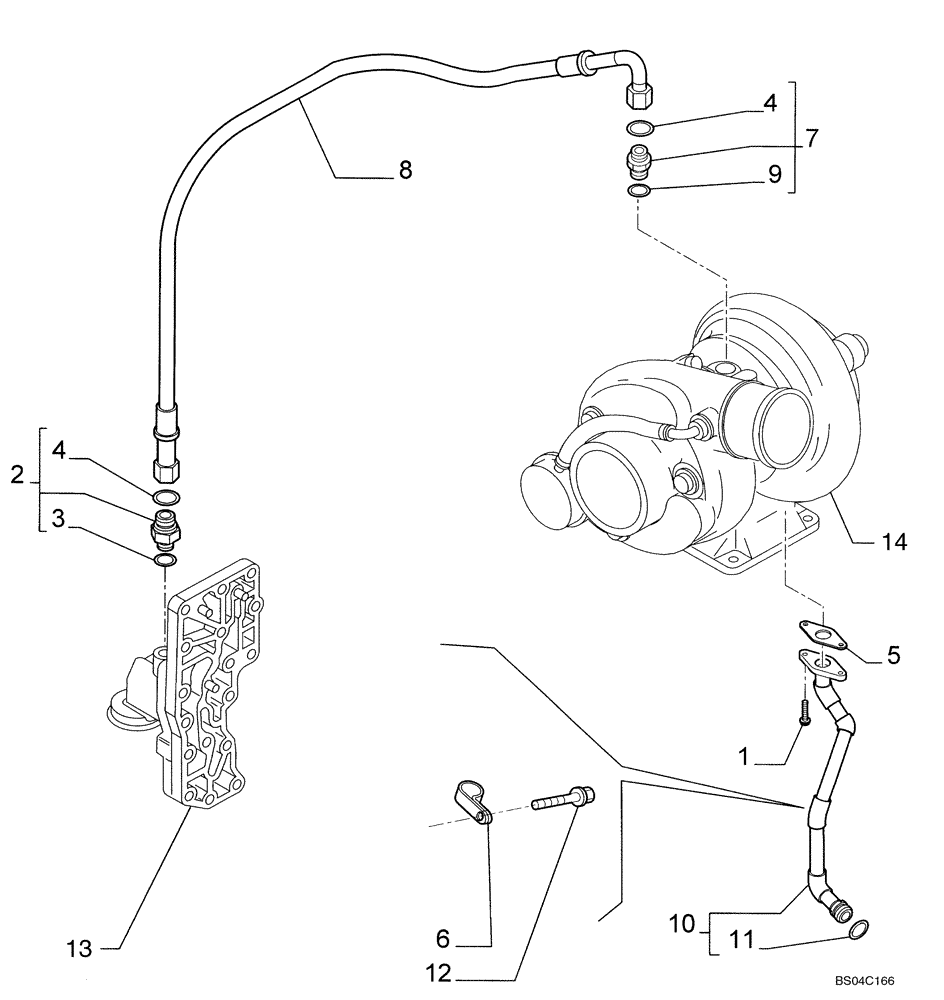 Схема запчастей Case 435 - (02-29) - PIPING - ENGINE OIL (02) - ENGINE