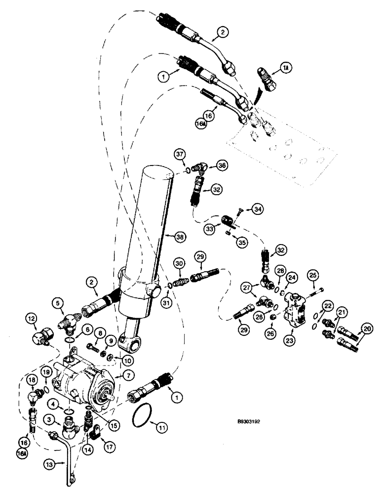 Схема запчастей Case 660 - (8-074) - CENTERLINE OR OFFSET TRENCHER DRIVE, AND BOOM LIFT HYD. CIRCUIT, REAR BULKHEAD PLATE TO MOTOR & CYL. (08) - HYDRAULICS