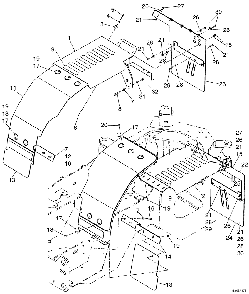 Схема запчастей Case 721D - (09-17) - FENDERS, REAR - WIDE (09) - CHASSIS