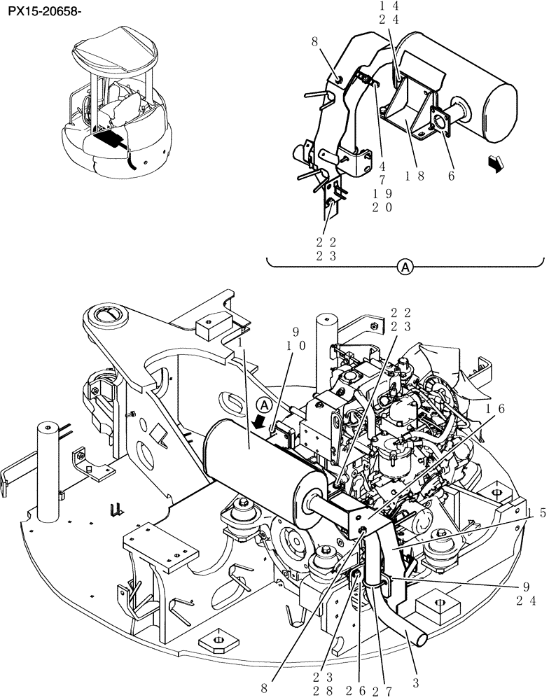 Схема запчастей Case CX36B - (046-01[1Z83]) - MUFFLER ASSEMBLY (05) - SUPERSTRUCTURE