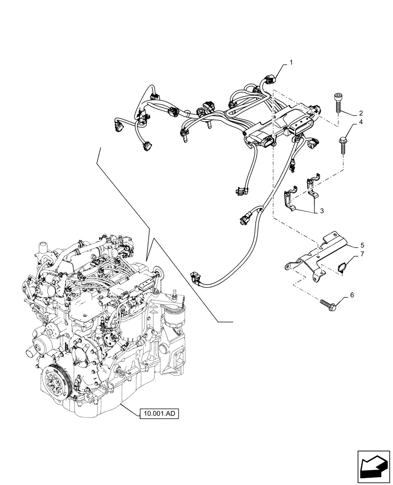 Схема запчастей Case F5HFL413A A001 - (55.015.AB[UP TO]) - MOTOR ELECTRIC INSTALLATION , WIRE HARNESS (55) - ELECTRICAL SYSTEMS