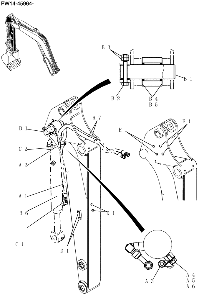 Схема запчастей Case CX31B - (610-01[1Z82]) - HYDRAULIC LINES, ARM 1.18M (58) - ATTACHMENTS/HEADERS