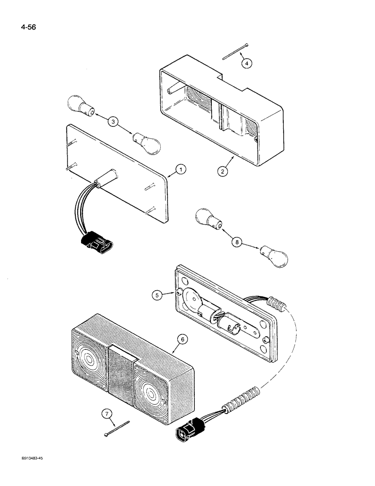 Схема запчастей Case 621 - (4-56) - TURN SIGNAL, FLASHER, STOP AND TAIL LAMPS, TURN SIGNAL AND FLASHER LAMP (04) - ELECTRICAL SYSTEMS