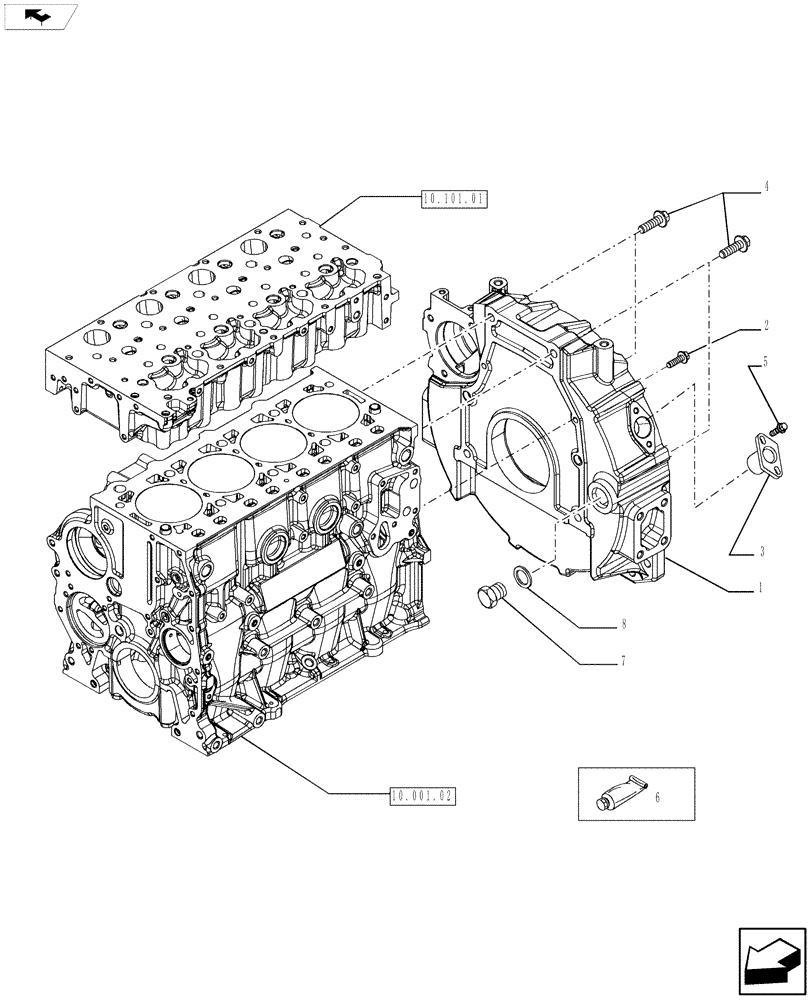 Схема запчастей Case SR220 - (10.102.03) - FLYWHEEL CASE (504380467) (10) - ENGINE