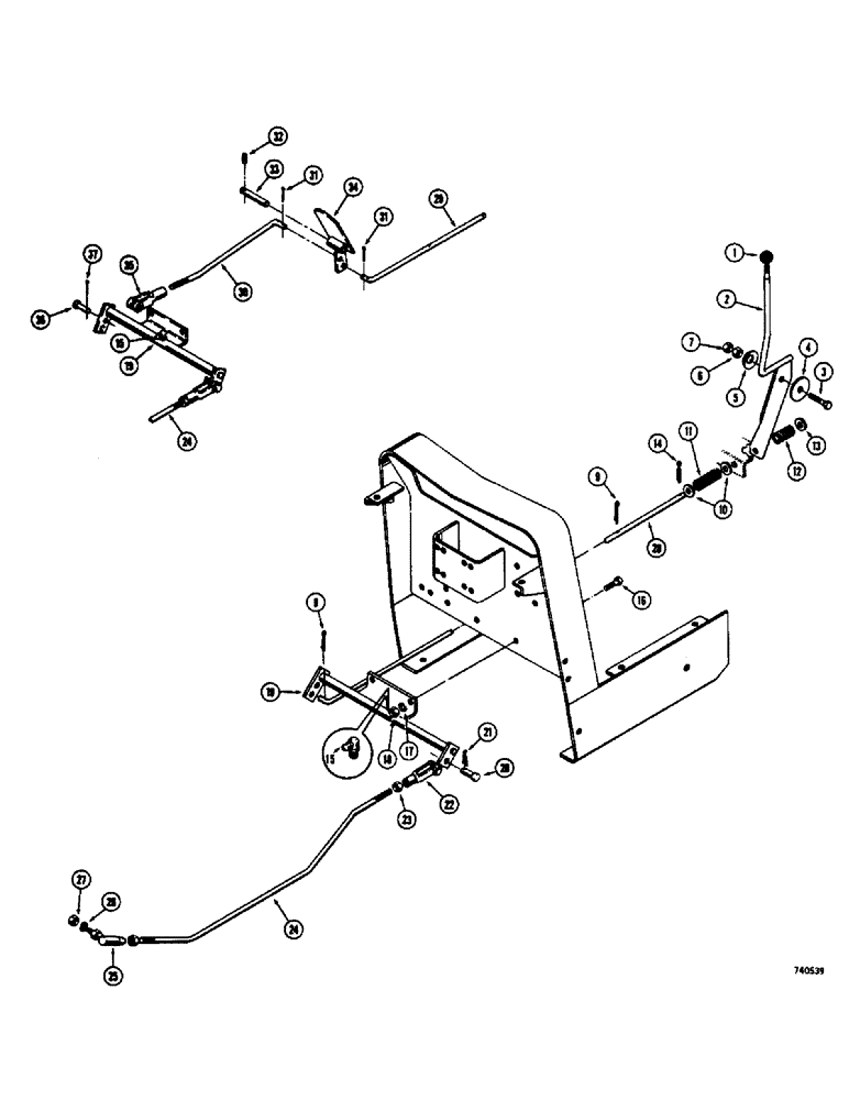 Схема запчастей Case 475 - (062) - THROTTLE CONTROL LINKAGE, USED ON ALL MODELS (10) - ENGINE