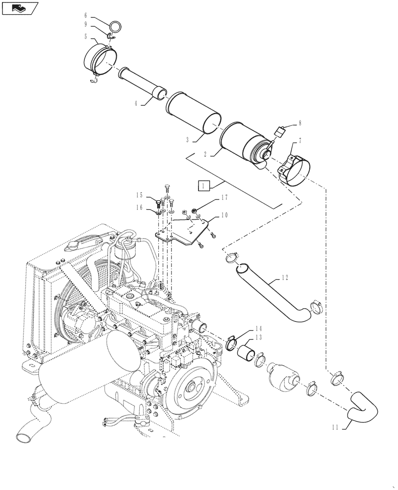 Схема запчастей Case DV26 - (10.202.AB[01]) - ENGINE, AIR INTAKE (10) - ENGINE