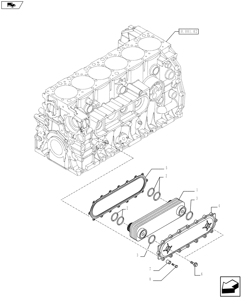 Схема запчастей Case F2CFE614A A013 - (10.408.01) - HEAT EXCHANGER (504339248) (01) - ENGINE