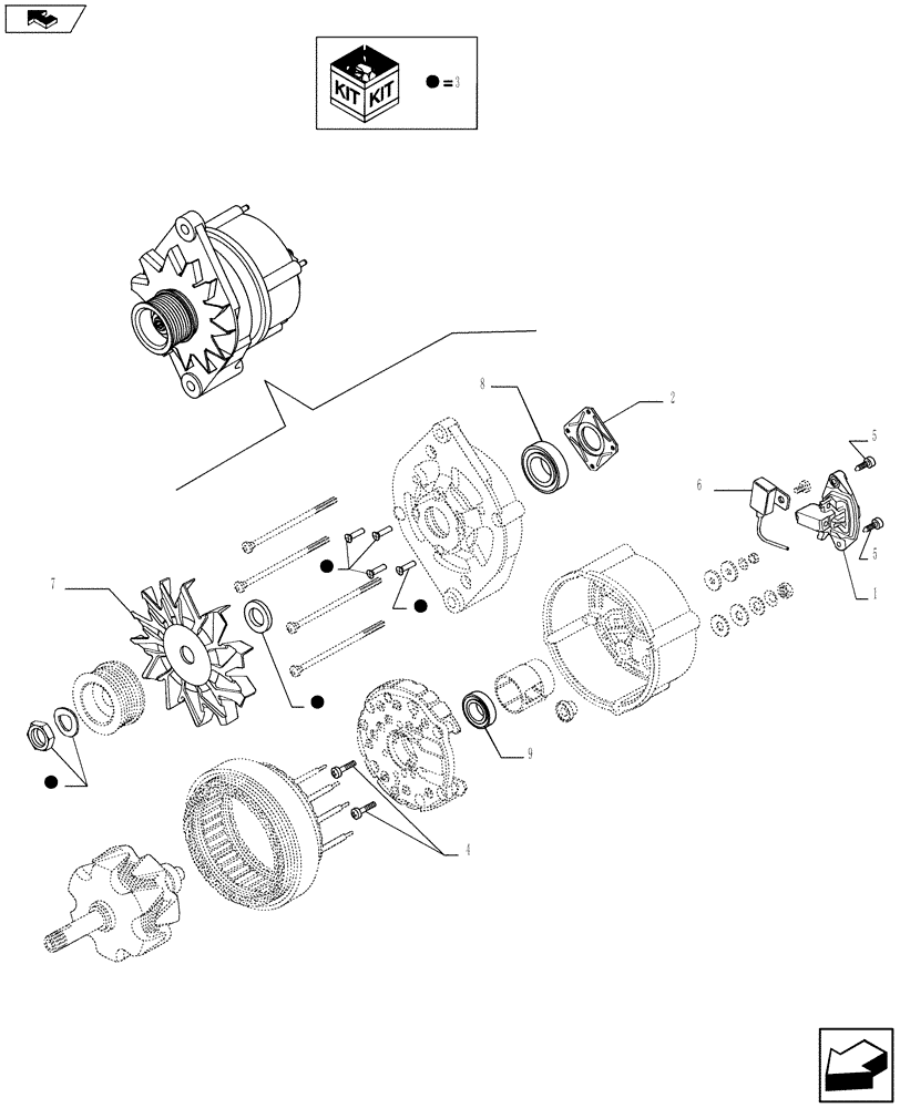 Схема запчастей Case SR250 - (55.301.AA) - ALTERNATOR - COMPONENTS (55) - ELECTRICAL SYSTEMS